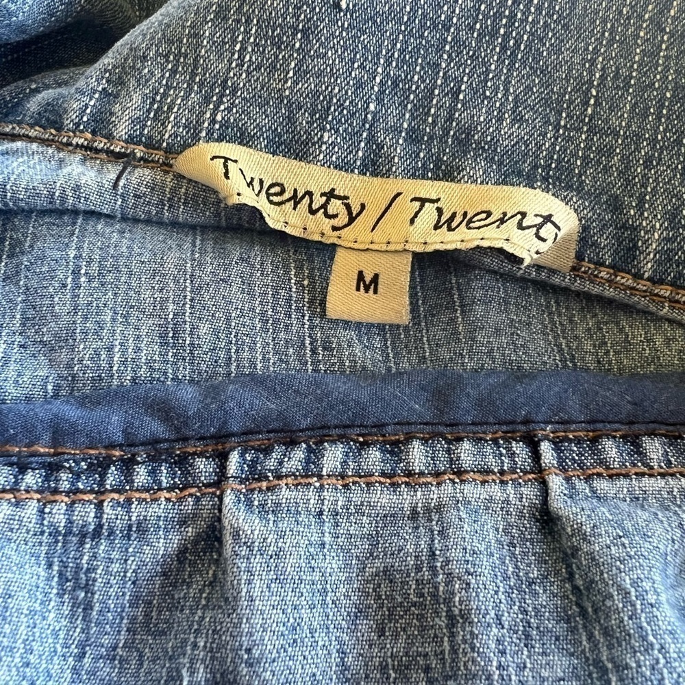 Twenty Twenty Medium Military Jean Jacket Ruffles Edgy Zippers - Picture 5 of 8